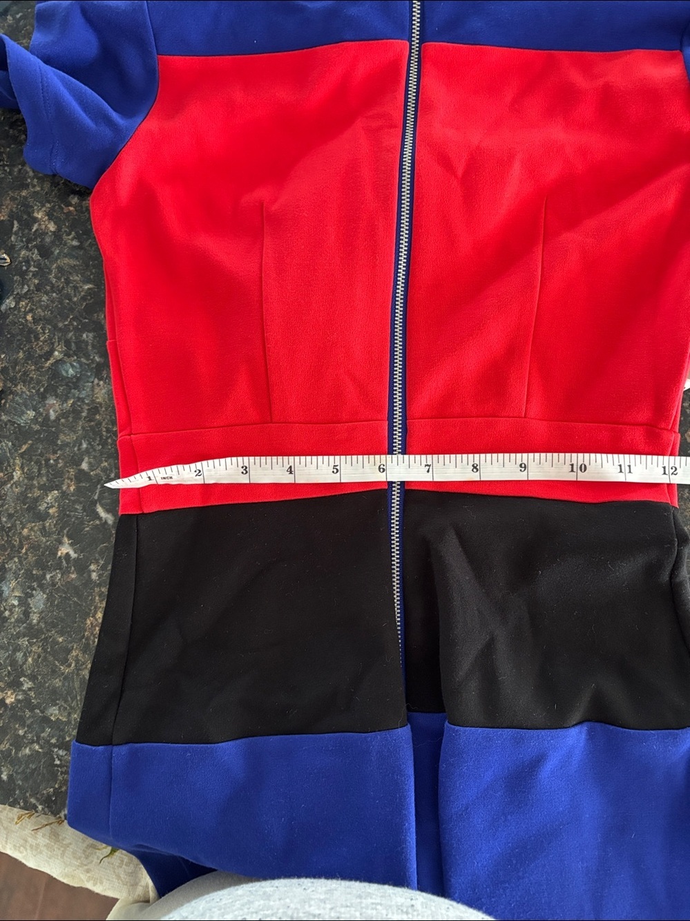 French Connection Blue, Red & Black Colorblock Midi Dress - Picture 7 of 7